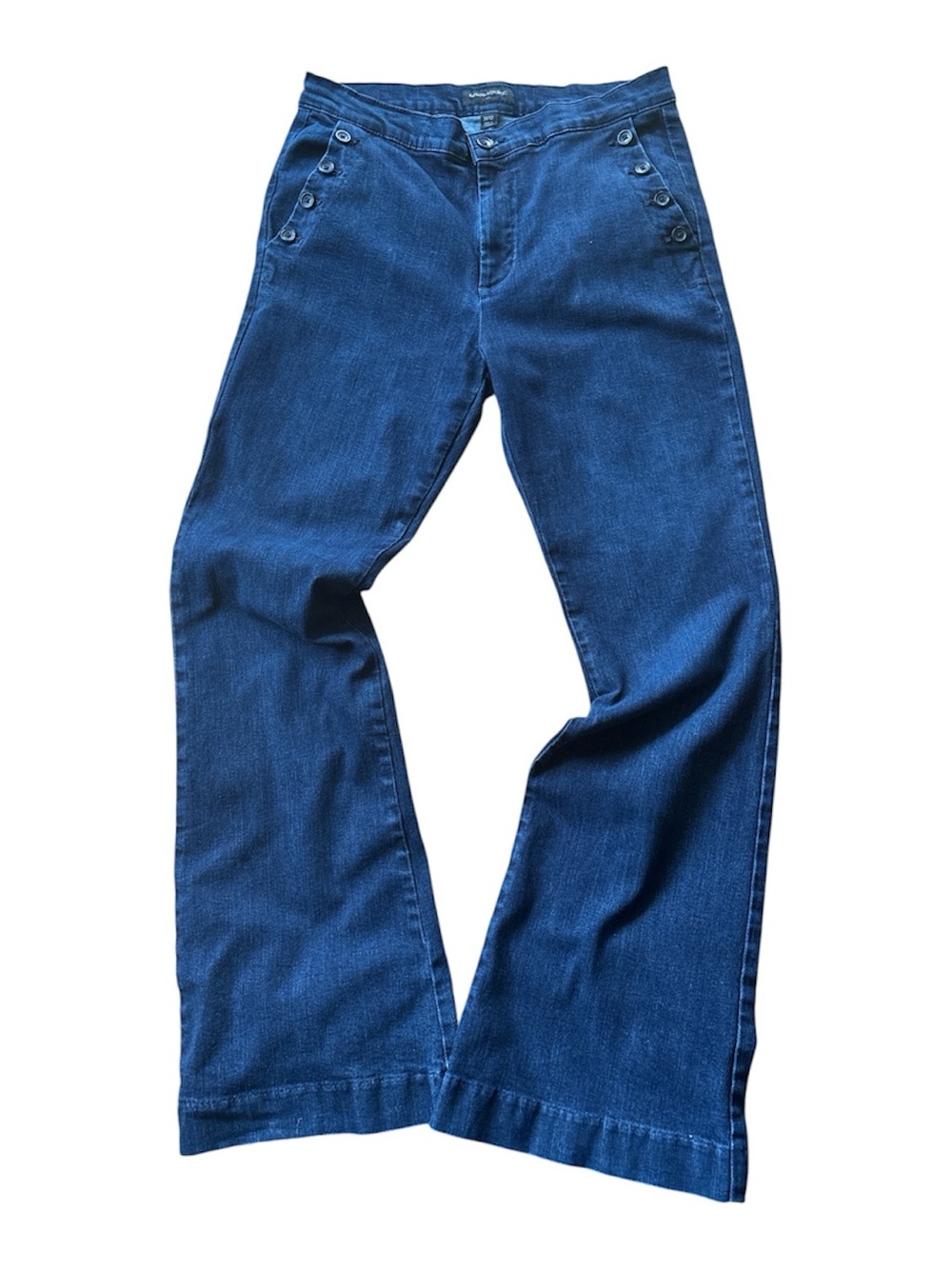 Banana Republic Hi-Waisted Wide Leg Sailor Button Jeans - Deep Indigo
